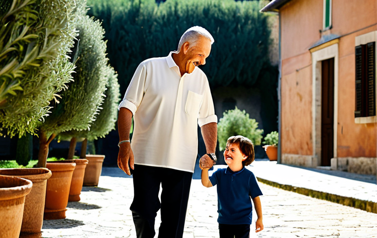 Gene Therapy Success Story**
"A heartwarming scene showing a young, fully clothed Italian child (approximately 8 years old) with Spinal Muscular Atrophy (SMA) now able to walk and play in a sunlit Italian courtyard. The child is smiling, surrounded by family (parents and grandparent), all appropriately dressed. Focus on the joy and hope conveyed through their expressions. Background features typical Italian architecture – perhaps a terracotta-tiled roof and a glimpse of olive trees. This image should evoke emotion and showcase the transformative potential of gene therapy. Safe for work, appropriate content, fully clothed, professional, family-friendly, perfect anatomy, correct proportions, natural pose, well-formed hands, proper finger count, natural body proportions, high resolution, realistic."
**